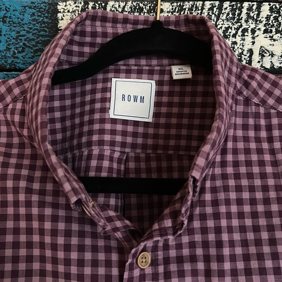 Row M Men's Purple Checkered Long Sleeve Button Down Shirt Size XL - Picture 2 of 8
